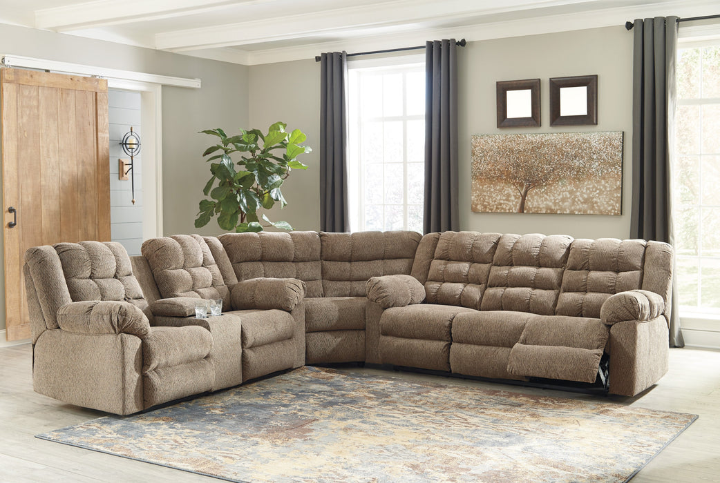 Workhorse Cocoa Reclining Sectional - Lara Furniture