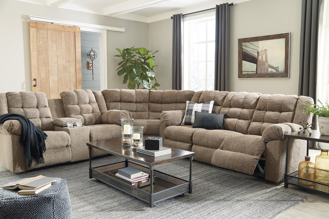 Workhorse Cocoa Reclining Sectional - Lara Furniture