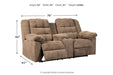 Workhorse Cocoa Reclining Loveseat with Console - Lara Furniture