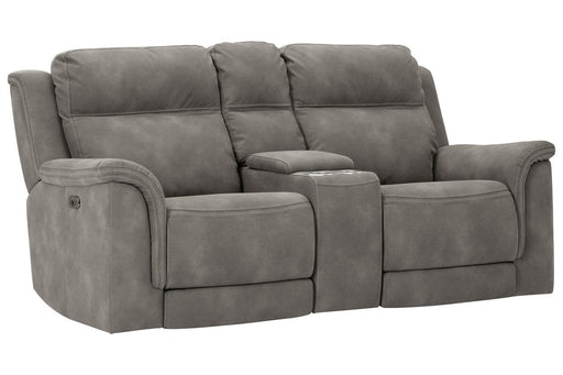 Next-Gen DuraPella Slate Power Reclining Loveseat with Console - Lara Furniture