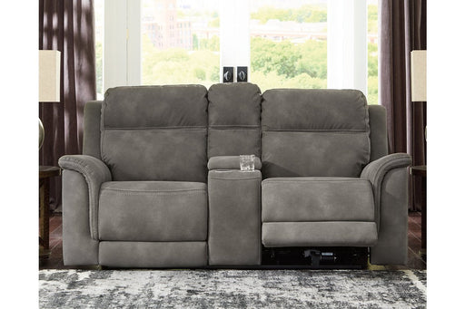 Next-Gen DuraPella Slate Power Reclining Loveseat with Console - Lara Furniture