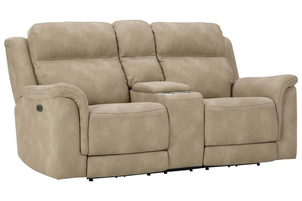 Next-Gen DuraPella Sand Power Reclining Loveseat with Console - Lara Furniture