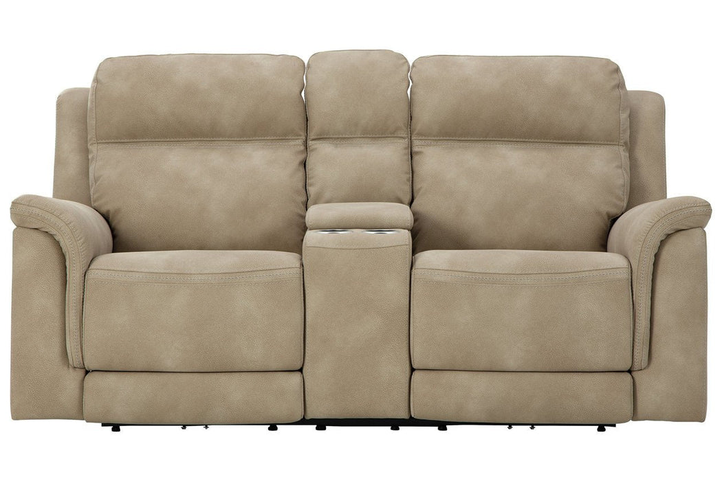 Next-Gen DuraPella Sand Power Reclining Loveseat with Console - Lara Furniture