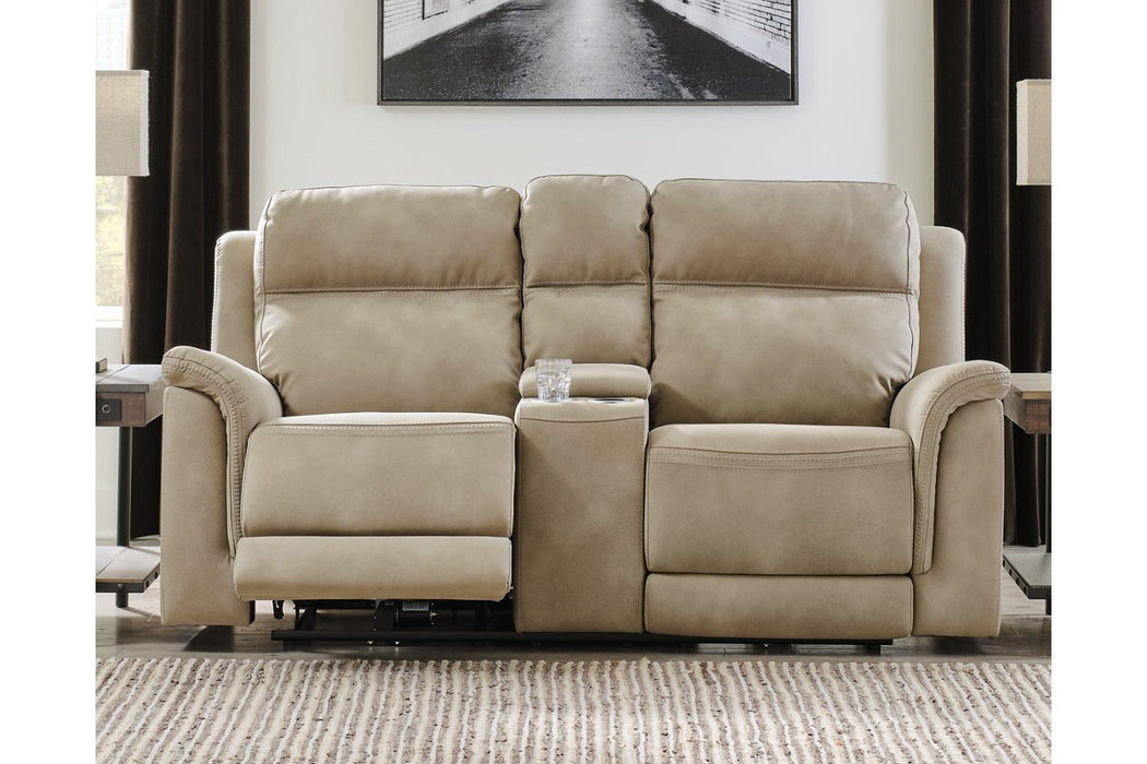 Next-Gen DuraPella Sand Power Reclining Loveseat with Console - Lara Furniture