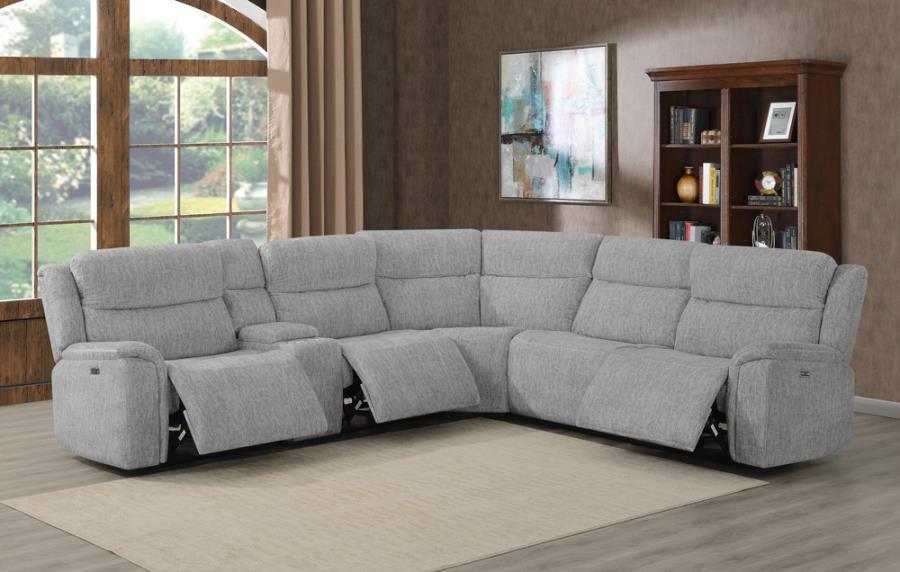 Wagner 6-piece Modular Power 2 Sectional Light Grey