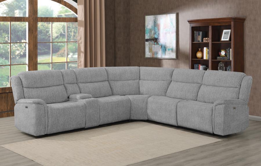 Wagner 6-piece Modular Power 2 Sectional Light Grey