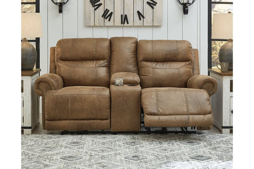 Grearview Earth Power Reclining Loveseat with Console - Lara Furniture