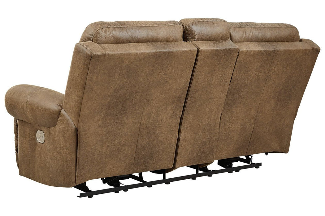 Grearview Earth Power Reclining Loveseat with Console - Lara Furniture