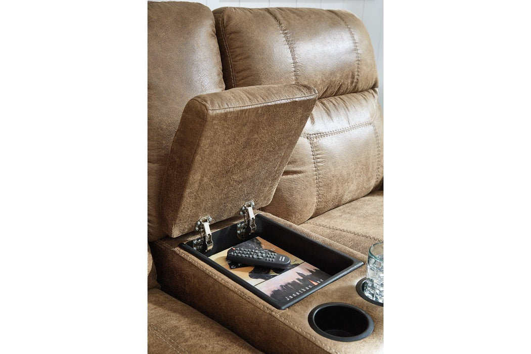 Grearview Earth Power Reclining Loveseat with Console - Lara Furniture