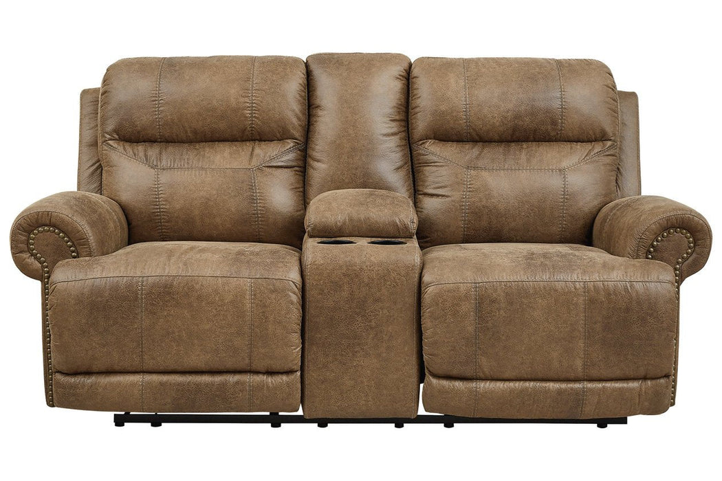 Grearview Earth Power Reclining Loveseat with Console - Lara Furniture