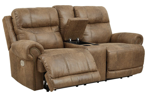 Grearview Earth Power Reclining Loveseat with Console - Lara Furniture