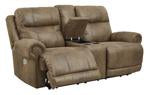 Grearview Earth Power Reclining Loveseat with Console - Lara Furniture