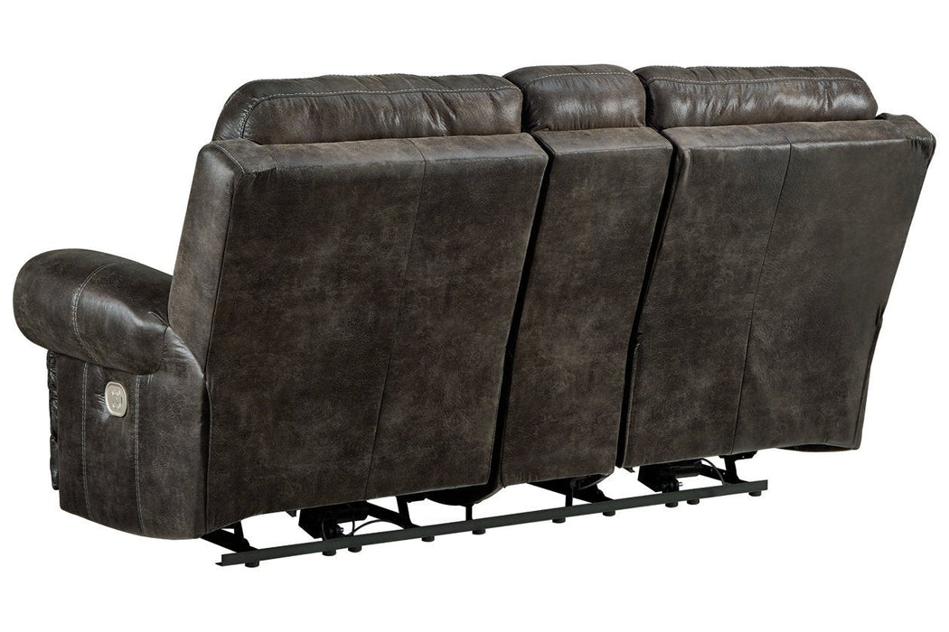 Grearview Charcoal Power Reclining Loveseat with Console - Lara Furniture