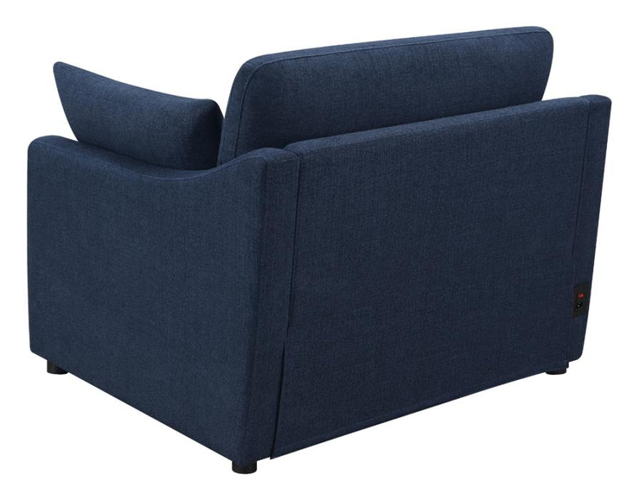 Destino Cushion Back Power Recliner Midnight Blue