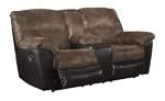 Follett Coffee Reclining Loveseat with Console - Lara Furniture