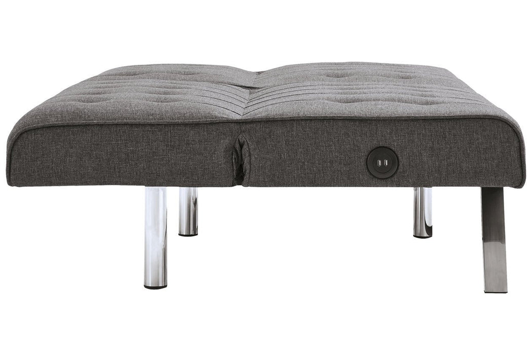 Sivley Charcoal Flip Flop Armless Sofa - Lara Furniture