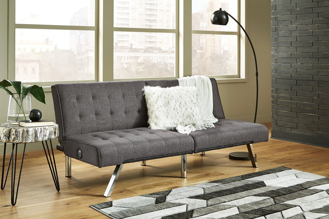 Sivley Charcoal Flip Flop Armless Sofa - Lara Furniture