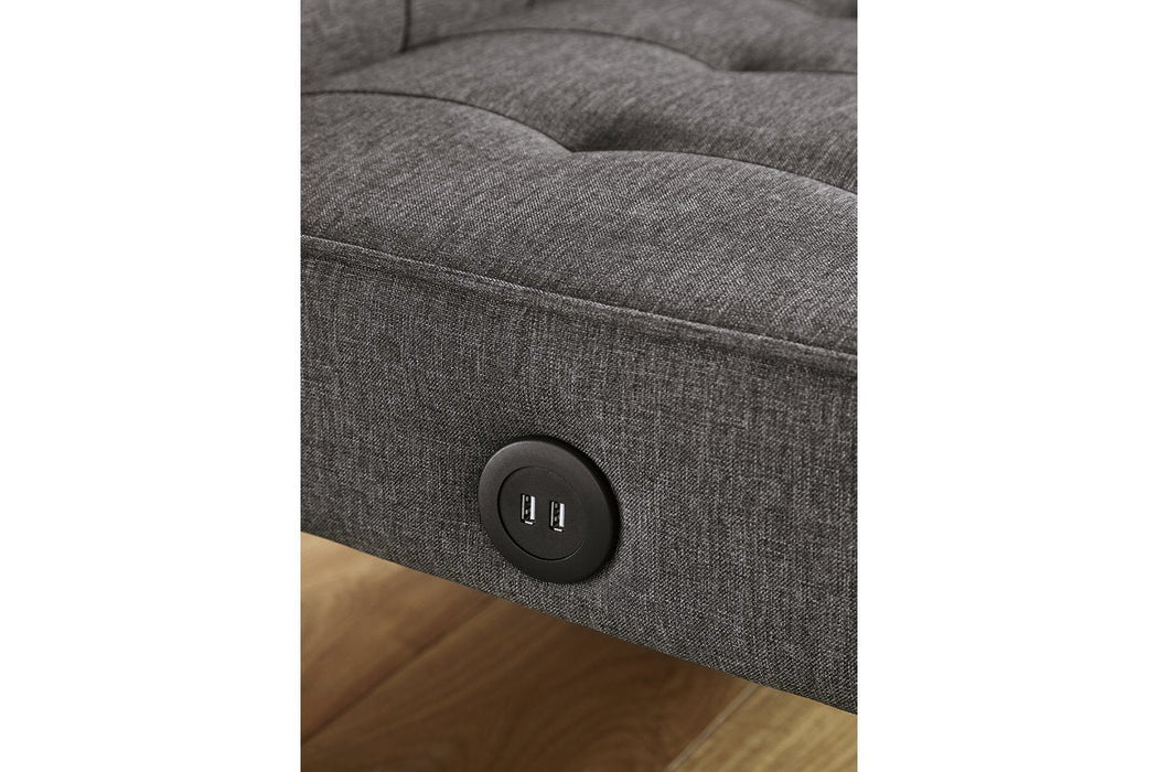 Sivley Charcoal Flip Flop Armless Sofa - Lara Furniture