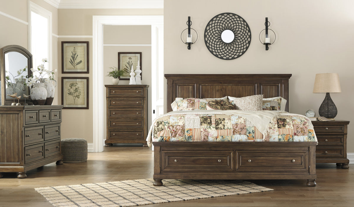 Flynnter Medium Brown Storage Platform Bedroom Set