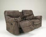 Alzena Gunsmoke Reclining Loveseat with Console - Lara Furniture