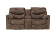 Alzena Gunsmoke Reclining Loveseat with Console - Lara Furniture