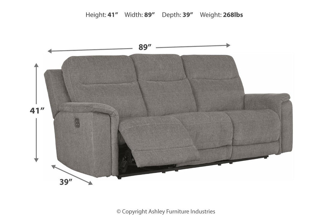 Mouttrie Smoke Power Reclining Sofa - Lara Furniture