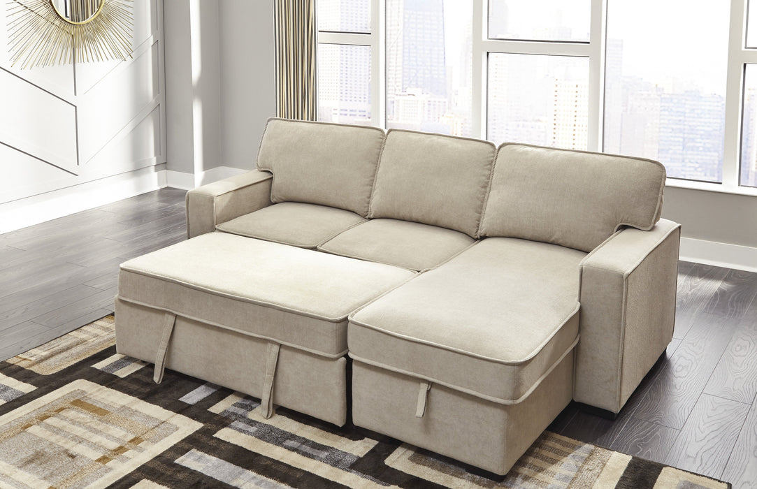 Darton Cream Sleeper Sectional with Storage - Lara Furniture