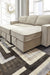 Darton Cream Sleeper Sectional with Storage - Lara Furniture