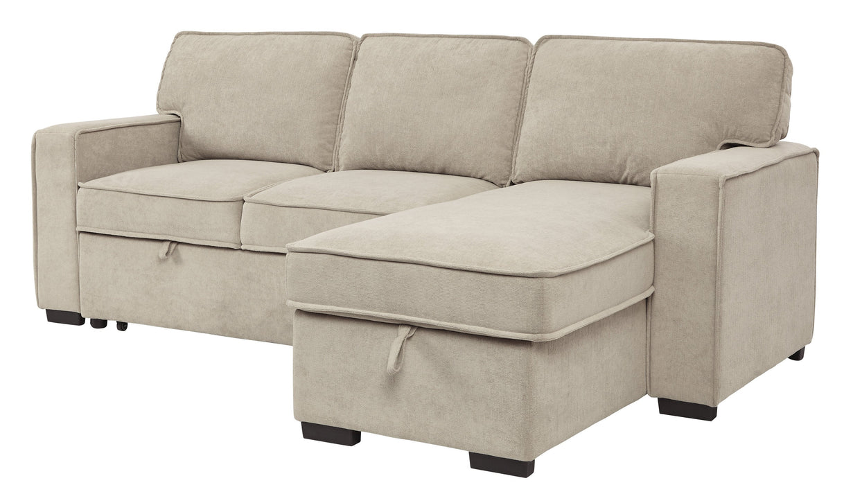 Darton Cream Sleeper Sectional with Storage - Lara Furniture
