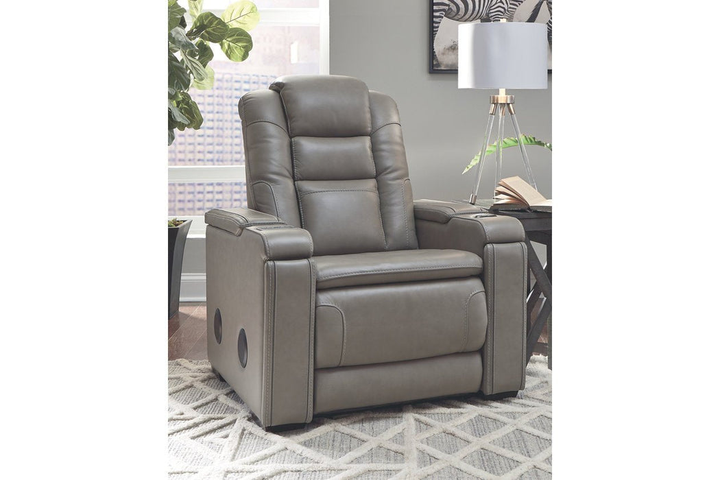 Boerna Gray Power Recliner - Lara Furniture