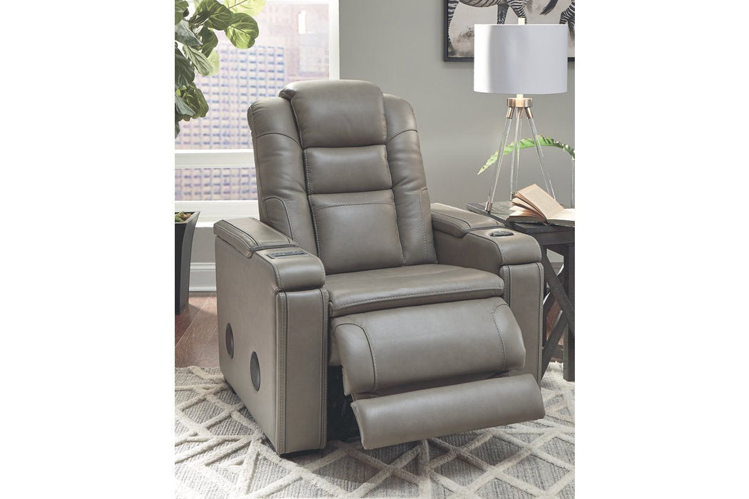 Boerna Gray Power Recliner - Lara Furniture