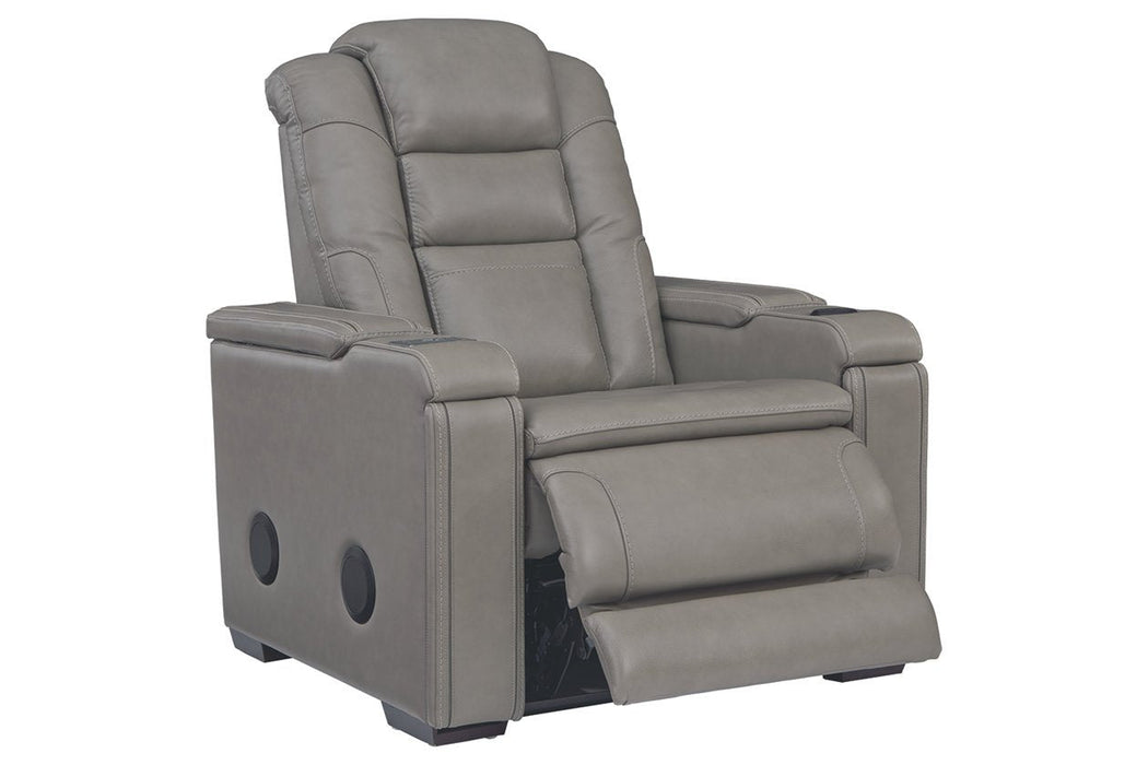 Boerna Gray Power Recliner - Lara Furniture