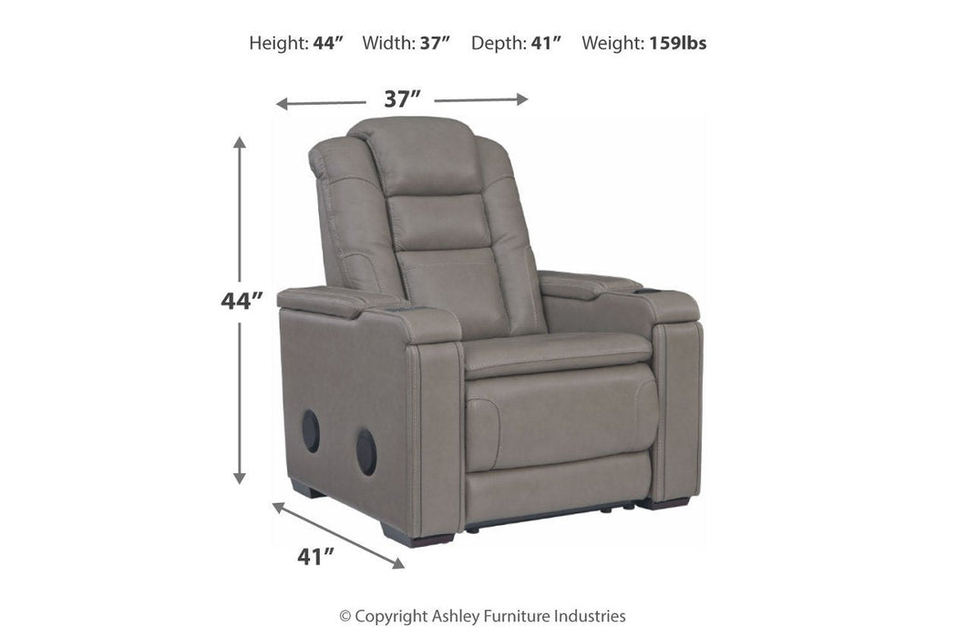 Boerna Gray Power Recliner - Lara Furniture