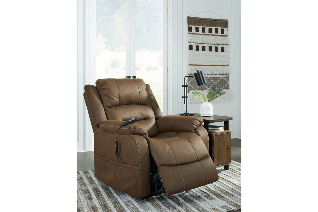 Whitehill Chocolate Power Lift Recliner - Lara Furniture