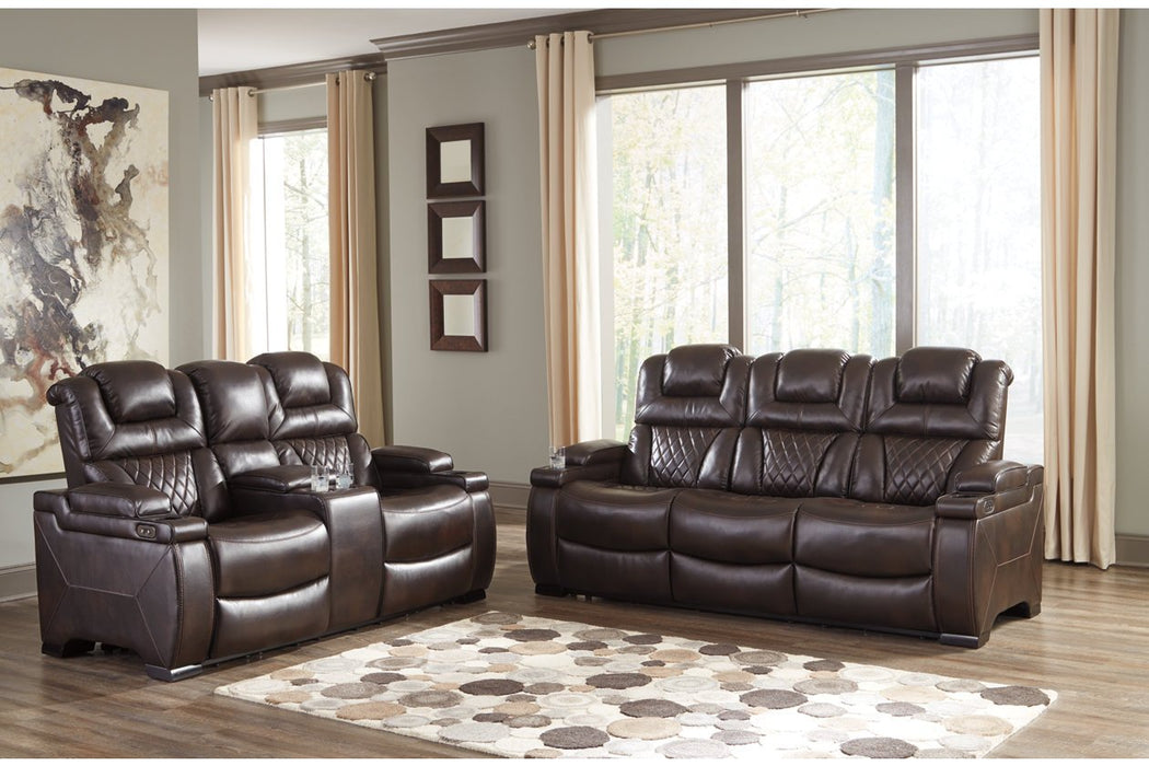 Warnerton Chocolate Power Reclining Sofa - Lara Furniture