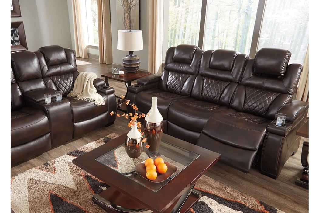 Warnerton Chocolate Power Reclining Sofa - Lara Furniture