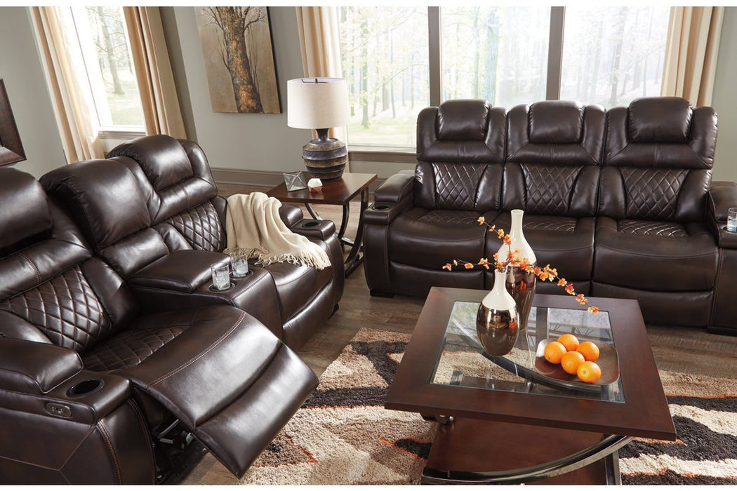 Warnerton Chocolate Power Reclining Sofa - Lara Furniture