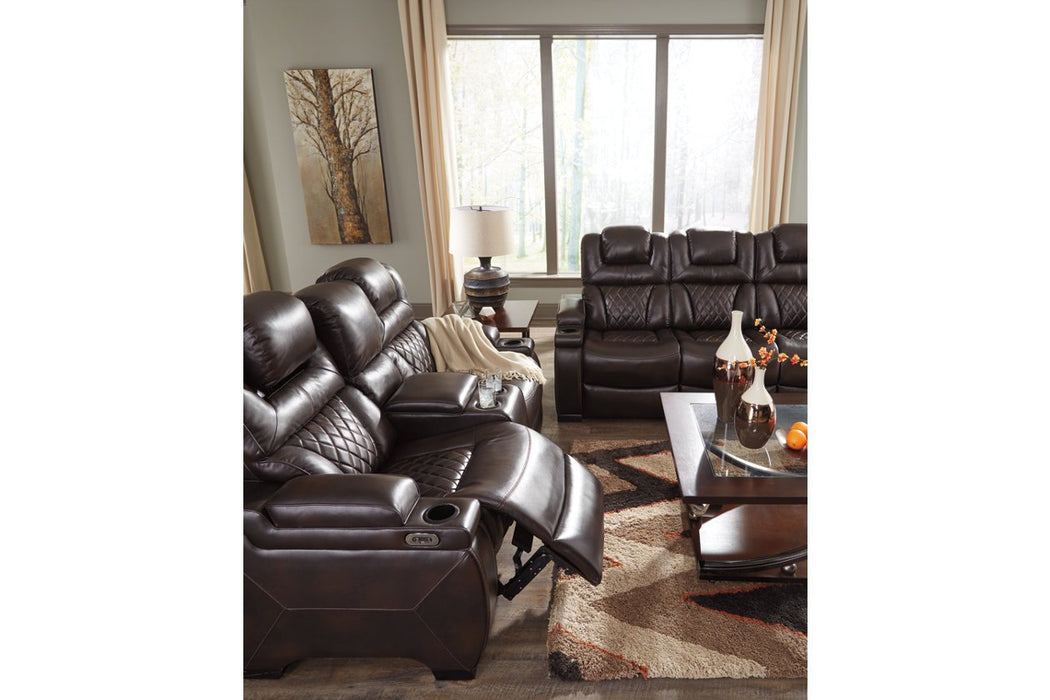 Warnerton Chocolate Power Reclining Sofa - Lara Furniture