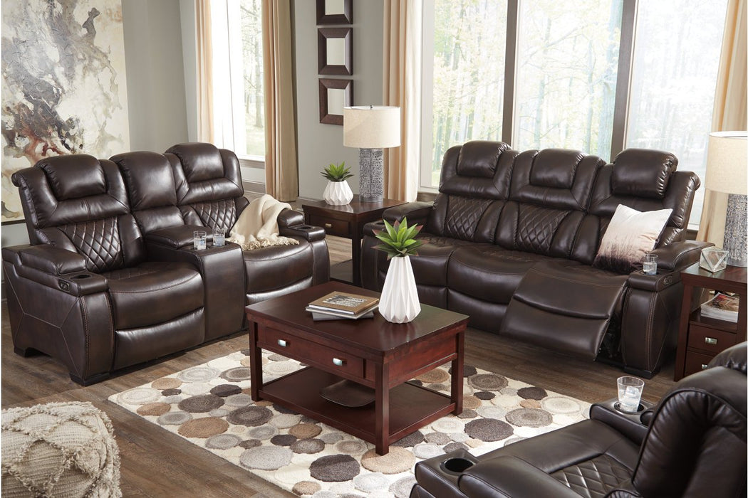 Warnerton Chocolate Power Reclining Sofa - Lara Furniture