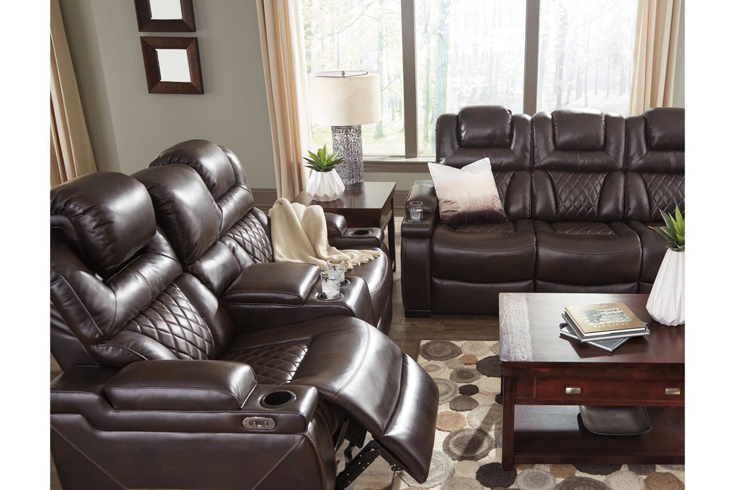 Warnerton Chocolate Power Reclining Sofa - Lara Furniture