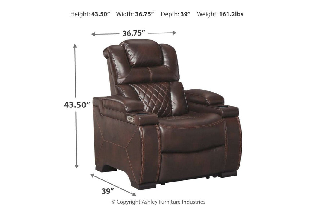 Warnerton Chocolate Power Recliner - Lara Furniture