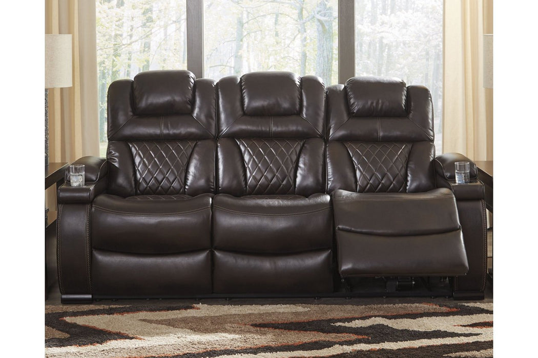 Warnerton Chocolate Power Reclining Sofa - Lara Furniture