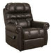 Mopton Chocolate Power Lift Recliner - Lara Furniture