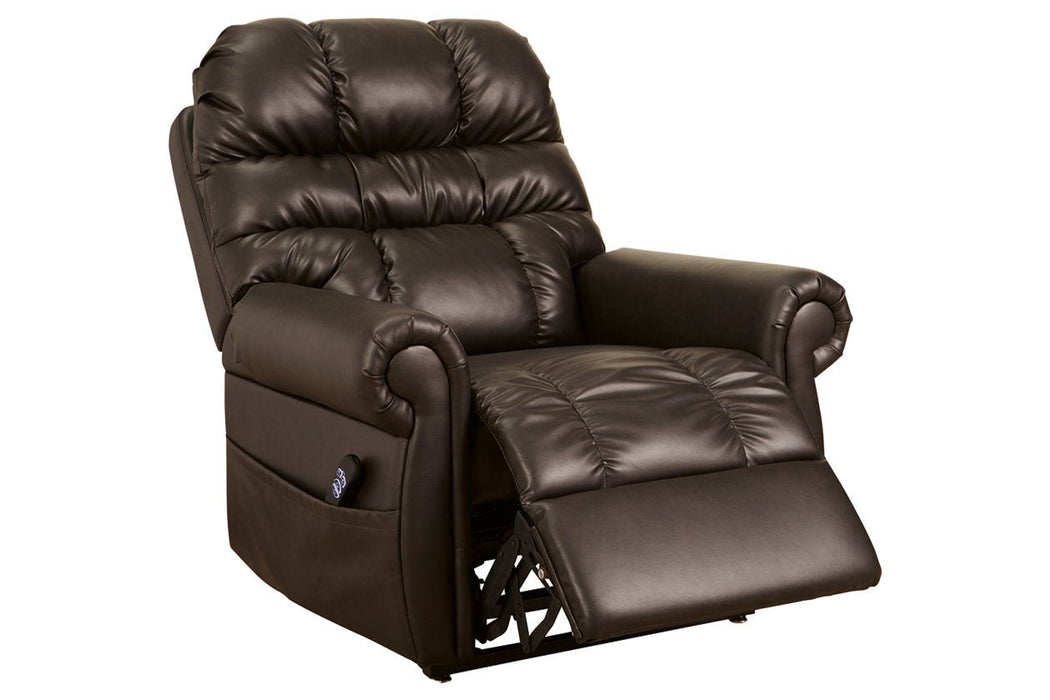 Mopton Chocolate Power Lift Recliner - Lara Furniture