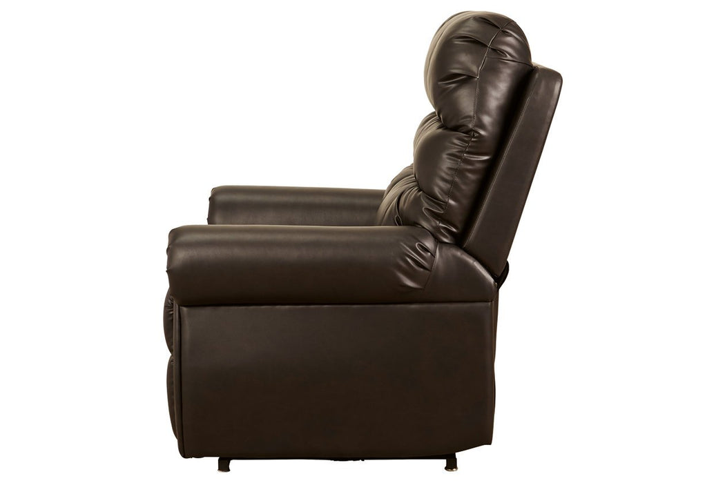 Mopton Chocolate Power Lift Recliner - Lara Furniture