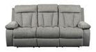 Mitchiner Fog Reclining Sofa with Drop Down Table - Lara Furniture