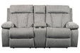 Mitchiner Fog Reclining Loveseat with Console - Lara Furniture