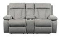 Mitchiner Fog Reclining Loveseat with Console - Lara Furniture