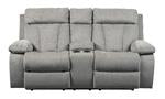 Mitchiner Fog Reclining Loveseat with Console - Lara Furniture