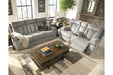 Mitchiner Fog Reclining Sofa with Drop Down Table - Lara Furniture